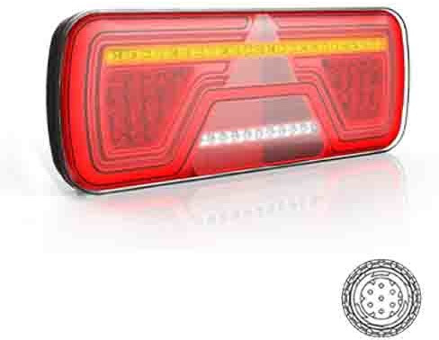Achterlicht LED links 7 PIN's AMP connector opbouw remlicht dynamisch knipperlicht  mistlicht achteruitrijlamp neon-achterlicht lengte driehoek IP67 1