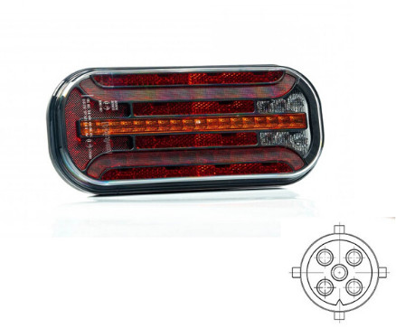 Achterlicht LED universeel 5 PIN's bajonet remlicht knipperlicht kentekenlicht  achteruitrijlamp achterlicht rechthoek reflector IP68 12/24 V