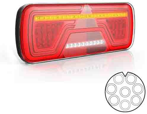 Achterlicht LED links 8 PIN's bajonet remlicht dynamisch knipperlicht  mistlamp achteruitrijlamp neon-achterlicht lengte driehoek IP67 12/24 V Lavaflo