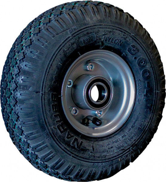 Luchtband + wiel 3.00-4 S-2303 2PR + 2.10-4H2 ET0 kogellager Ø25 NL75 staal grijs