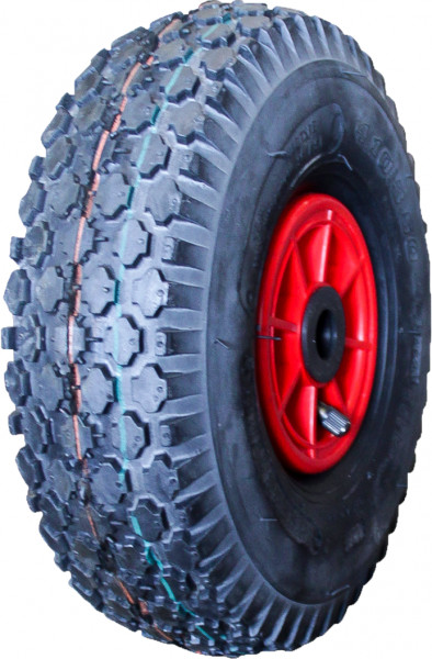Luchtband + wiel 4.10/3.50-4 V-6602 4PR + 2.10x4 rollager Ø20 NL75 56 15 kunststof rood