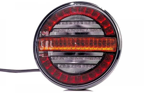 Achterlicht universeel 100cm kabel ø140 X 35mm opbouw remlicht dynamisch knipperlicht   achterlicht  2 x M5 - 45mm IP68 12/24 V