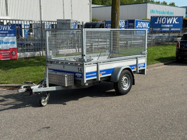 Open enkelas bakwagen 250x130cm geremd met loofrek