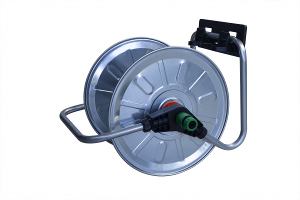 Wall-mounted hose reel - Galvanized - Manual - for 1/2" Hose (50m) Excluding Hose (removable from wall)