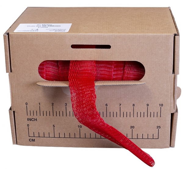Pipe sleeve - Protective mesh - Stretch width 50 to 100mm - Full dispenser box 50m (Red)