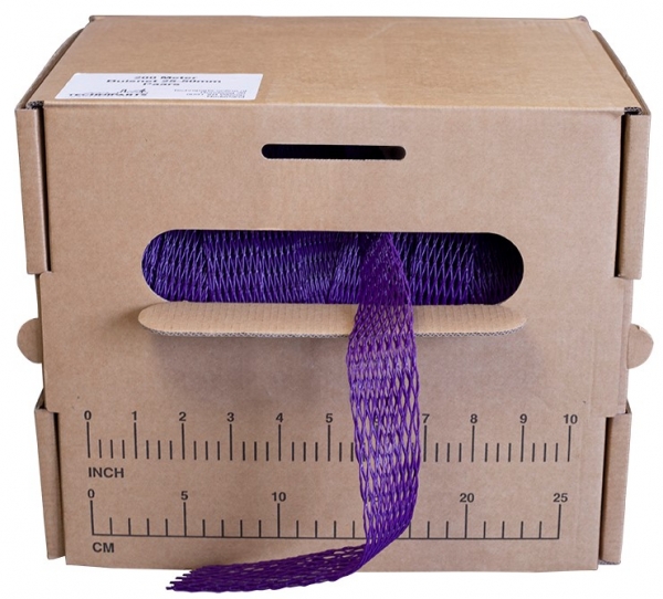 Pipe sleeve - Protective mesh - Stretch width 25 to 50mm - Full dispenser box 200m (Purple)