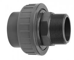 Druck PVC 3-teilige Kupplung - 20mm x 1/2" AG - 16 bar