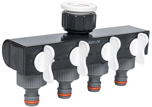 Wasserverteiler 4-Wege mit Absperrventilen - 3/4" - 1" IG - Standard