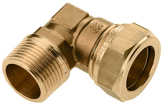Bonfix knelkoppeling - knie - buitendraad - 1/8" x 8mm - Messing
