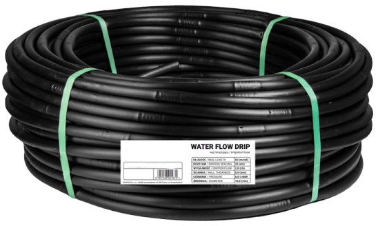 Drip hose PE - 1,6 l/hour per 30cm - pressure compensating - 16mm - 100m