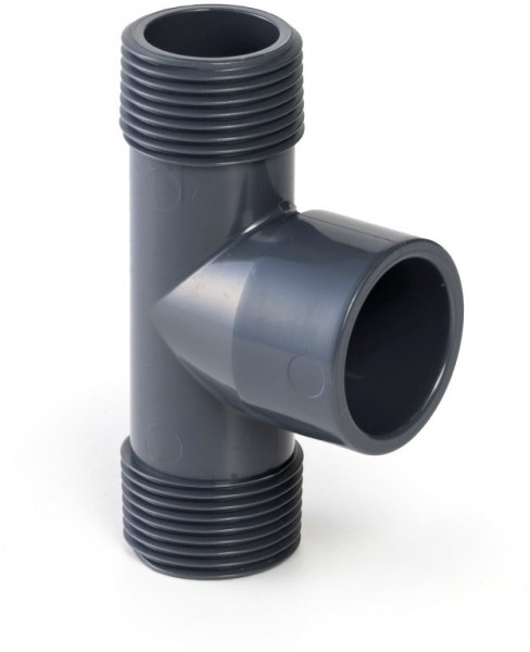 Druck PVC Gewinde T-Stück - 1" x 32mm AG - 10 bar