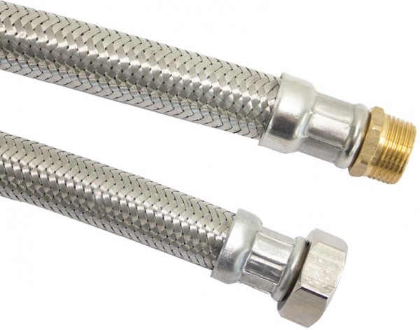 Flexible connection hose - stainless steel braided - Female Thread x Male Thread - 3/4" x 1" - DN20 - length 80cm