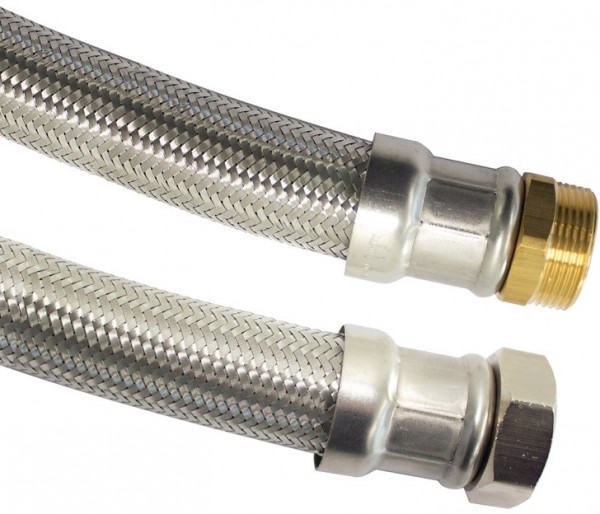 Flexible connecting hose - SS woven - female thread x male thread - 1-1/4" - DN32 - length 50cm