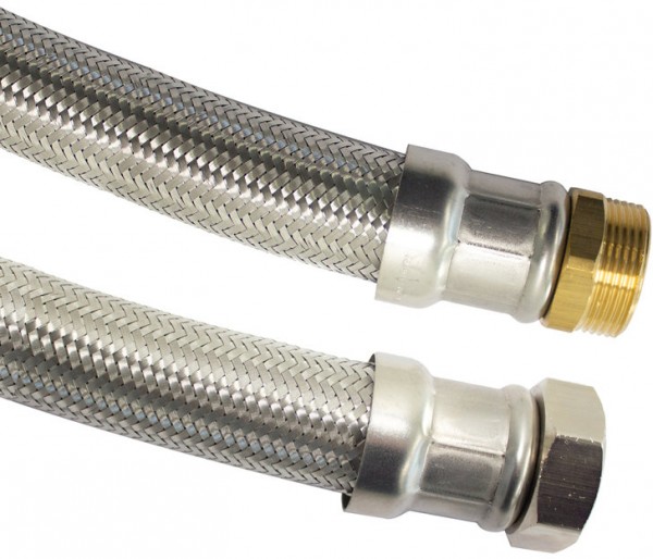 Flexible connection hose - stainless steel braided - female thread x male thread - 1/2" - DN13 - length 40cm