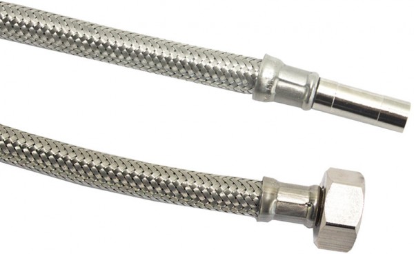 Flexible connection hose - stainless steel braided - female thread x tube - 1/2" x 10mm - DN8 - length 50cm