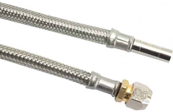 Flexible Anschlussschlauch - Edelstahlgeflecht - Press x Rohr - 10mm x 10mm - DN8 - Länge 30cm