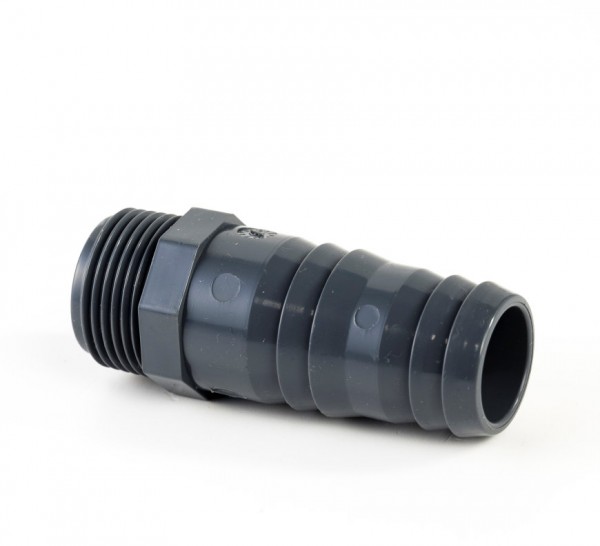 Pressure PVC hose tail with male thread - 3/4" x 25-28mm - 10 bar