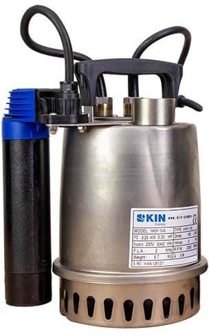 Submersible pump with tubefloater - KIN pumps HKH 1V/A - SS - incl. 10 meter cable (Max. capacity 9,6m³/h)