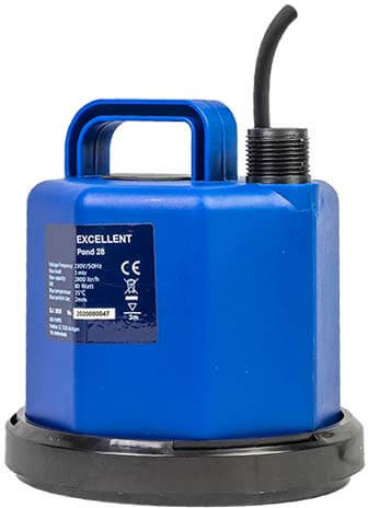 Submersible pump without float - flat suction - KIN pumps - Pond 28 - plastic - 230 volts (Max. capacity 2.7m³/h)