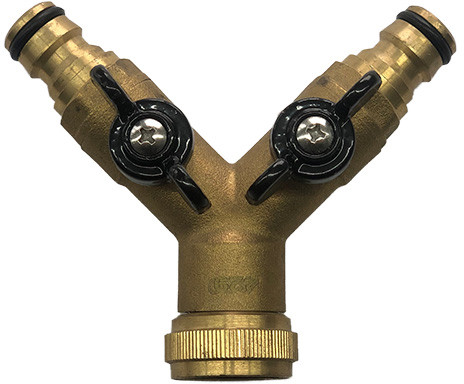 Dreifachverteiler mit Gardena-Anschlüssen und Absperrventilen - 3/4" - IG - Messing