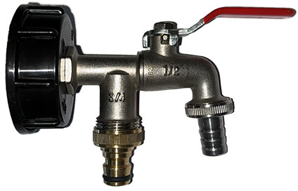 Tap for IBC vat - IBC tap - Brass - S60 x 1/2" + extra Gardena connection