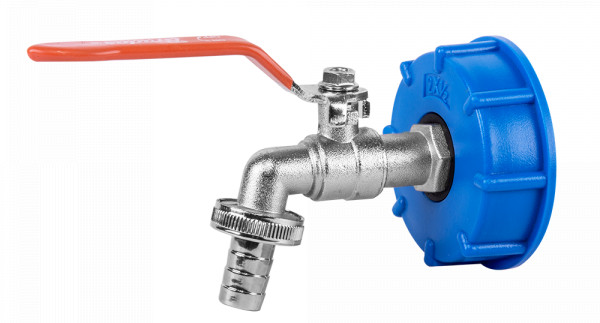 IBC-Adapter S60x6 - Hahn mit 1/2" Außengewinde und Einzelhahnadapter 3/4" Innengewinde