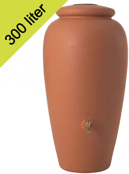 Garantia Rain barrel Amphora 300L with brass crane terracotta