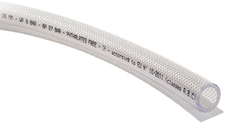 Compressed air hose - PVC - transparent - 25 x 33mm (roll 50m)
