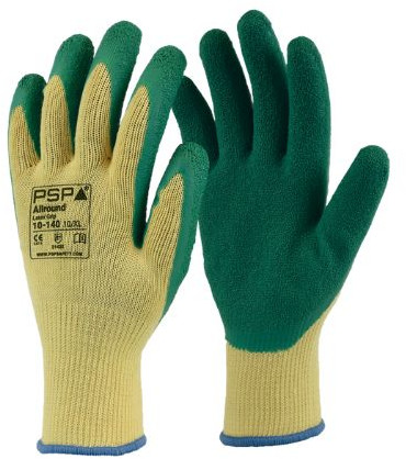 Allround Latex Grip Gloves Yellow/Green (Size 8/M)