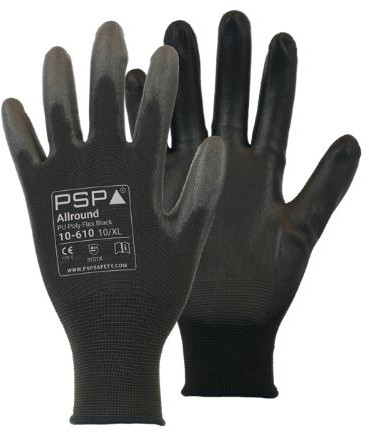 Allround PU Poly Flex Gloves Black (Size 9/L)