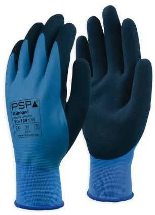 Allround Double Latex Pro Handschuhe Blau/Schwarz (Größe 8/M)