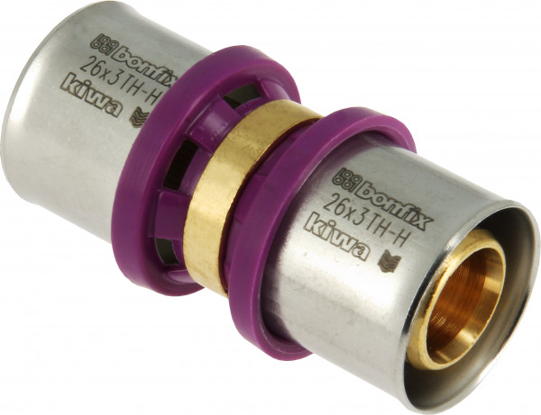 Bonfix Pressfitting - 2x Alu-Press - Gerade Kupplung - 26 x 26mm