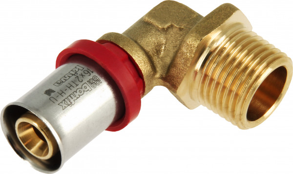 Bonfix Press Fitting - 1x Alu-press 1x Male Thread - Elbow Fitting - 1/2" x 16mm