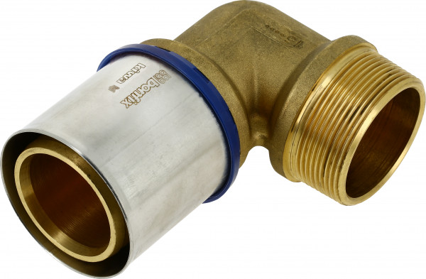 Bonfix Press Fitting - 1x Aluminum Press 1x Male Thread - Elbow Fitting - 2" x 63mm