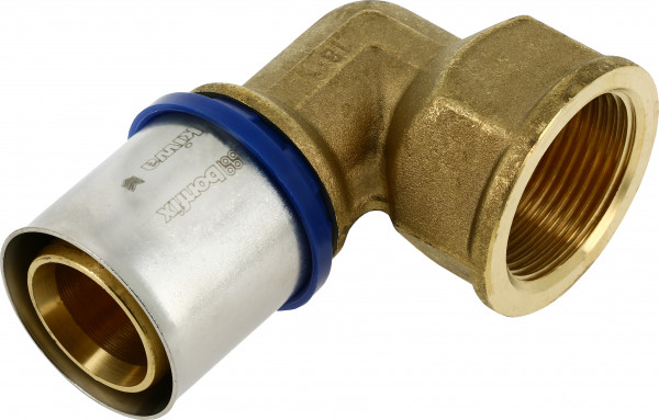 Bonfix Press Fitting - 1x Aluminium Press 1x Female Thread - Elbow Fitting - 1-1/4” x 40mm
