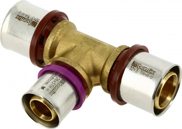Bonfix Press Fitting - 3x Aluminum Press - T-fitting - reducing - 32 x 26 x 32mm
