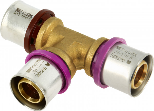 Bonfix Press Fitting - 3x Aluminum Press - T-fitting - reducing - 32 x 26 x 26mm