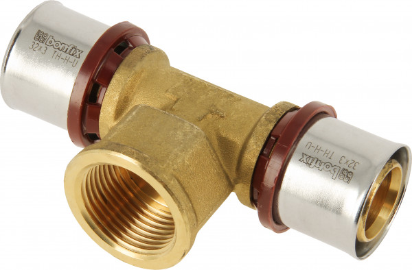 Bonfix Press Fitting - 2x Aluminum Press - 1x Female Thread - T-fitting - 32 x 1" x 32mm