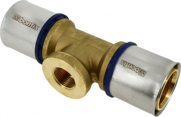 Bonfix Press Fitting - 2x Aluminium Press - 1x Female Thread - T-fitting - 40 x 1-1/4” x 40mm