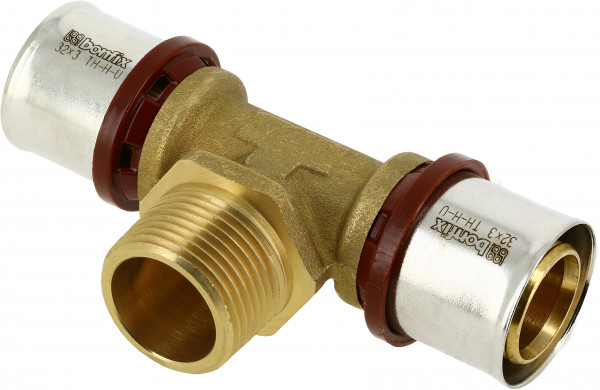 Bonfix Pressfitting - 2x Alu-Press - 1x AG - T-Stück - 32 x 1” x 32mm