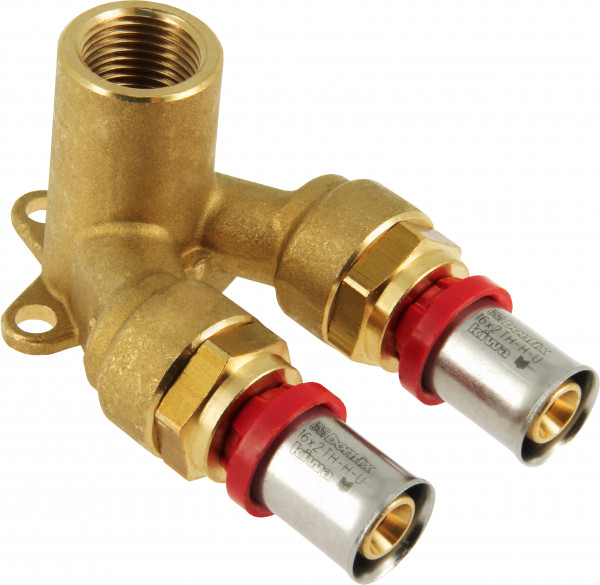 BONFIX Alu-press Wallplate double fem. 16 x 1/2" x 16 mm