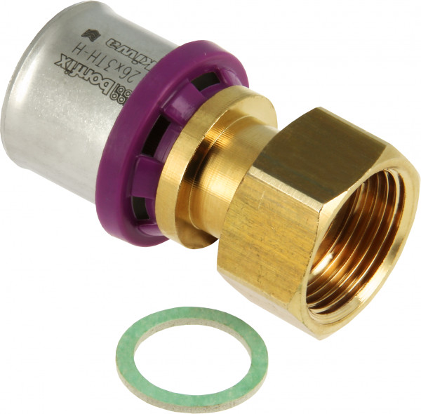 Bonfix Press Fitting - Alu-press - 2-part coupling with separate fiber ring - 3/4" x 26mm