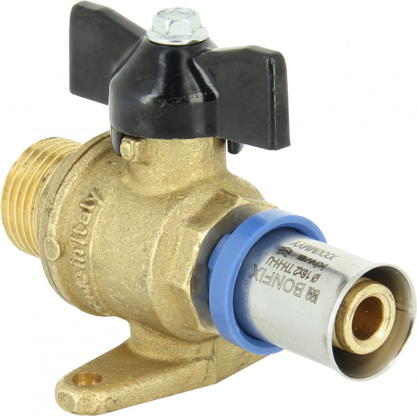 Bonfix Press Fitting - 1x Alu-press 1x Male Thread - Ball Valve - 1/2" x 16mm