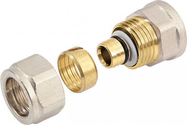 Bonfix - Alu-compression fitting - Straight coupling - Female thread x Alu-compression - 1/2" x 14mm