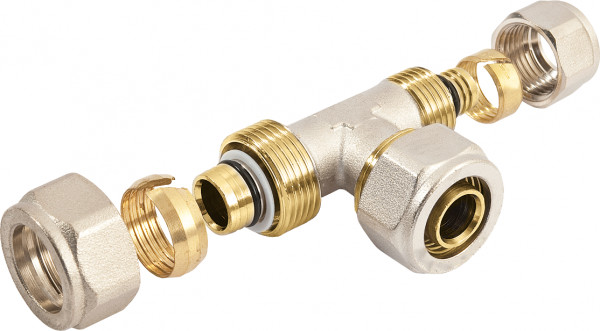 Bonfix - Alu compression fitting - T-connection - reducing - 3 x alu compression - 26mm x 16mm x 26mm