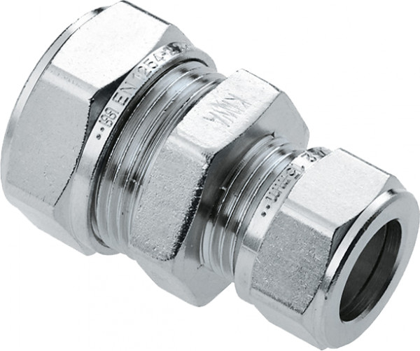 Bonfix Klemmverschraubung - Gerade Reduziermuffe - 15mm x 12mm - Verzinntes Messing