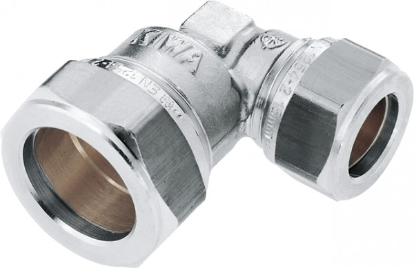 Bonfix compression fitting - Reducing elbow - 15mm x 12mm - Tinned Brass