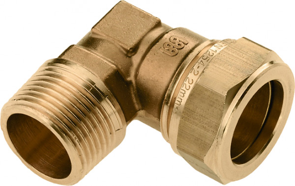 Bonfix compression fitting - elbow - Male Thread - 1/2" x 12mm - Brass