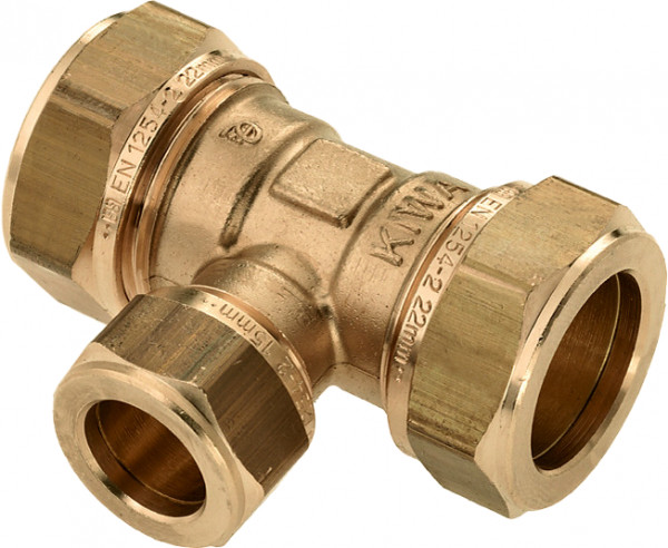 Bonfix Klemmverschraubung - T-Stück reduzierend - 35mm x 22mm x 35mm - Messing