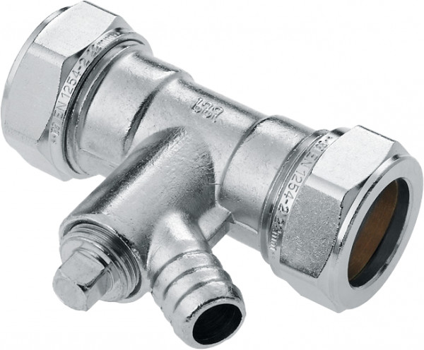 Bonfix Klemmverschraubung - Gerade Verschraubung mit Ablassmöglichkeit - 15mm x 15mm - Verzinntes Messing